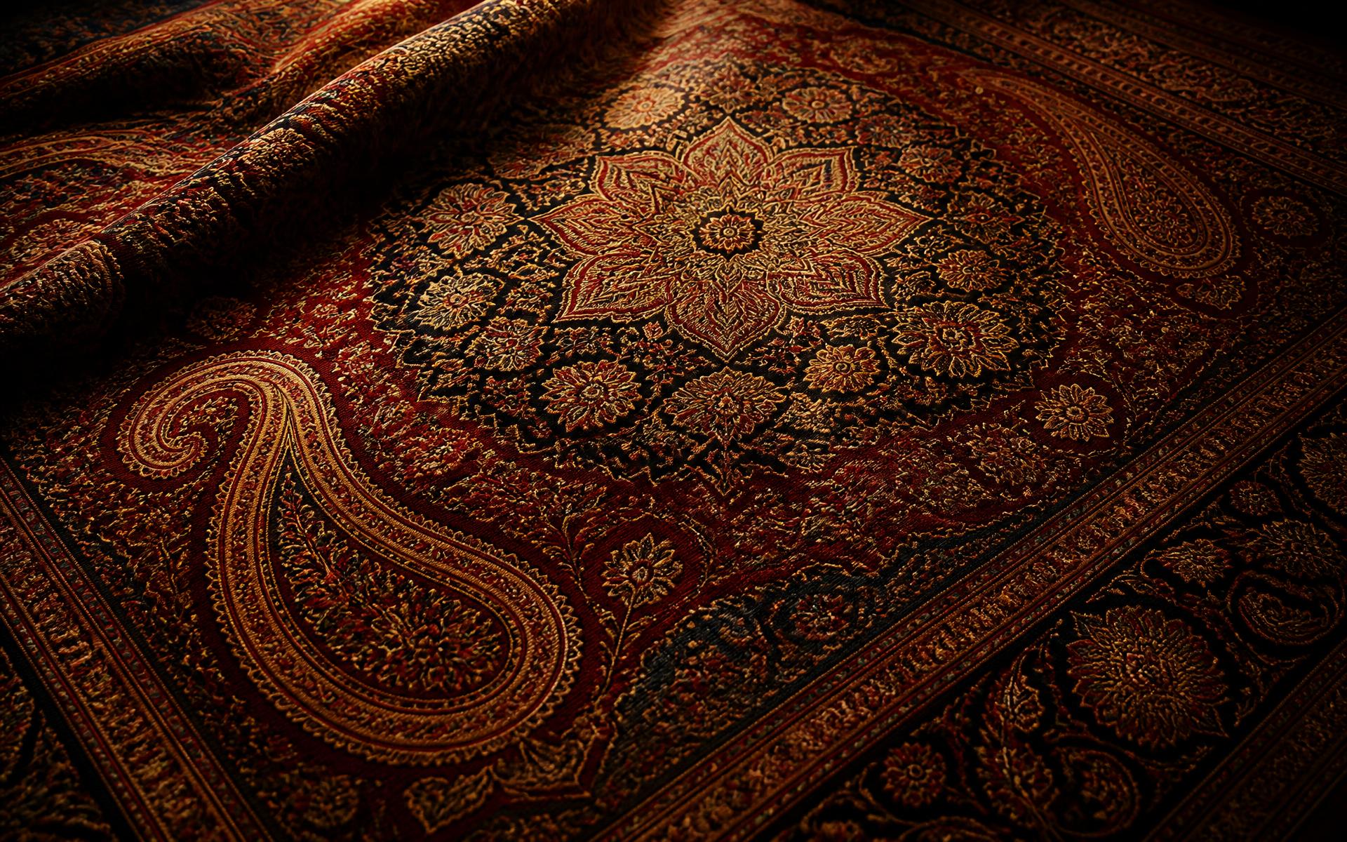 Hand knotted Kashmiri silk carpet with paisley and medallion motifs